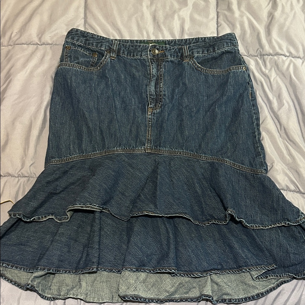 Ralph Lauren Blue Denim Midi Skirt size 10